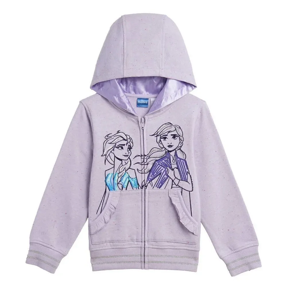 NEW! NWT DISNEY FROZEN Kids Hoodie and Tee 2 Piece Set, Purple - Picture 6 of 12